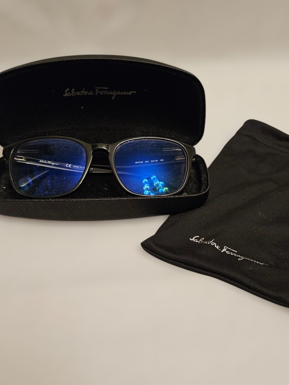 Salvatore Ferragamo SF2730 Black Frame Blue Lenses Eyeglasses Full Rim Designer